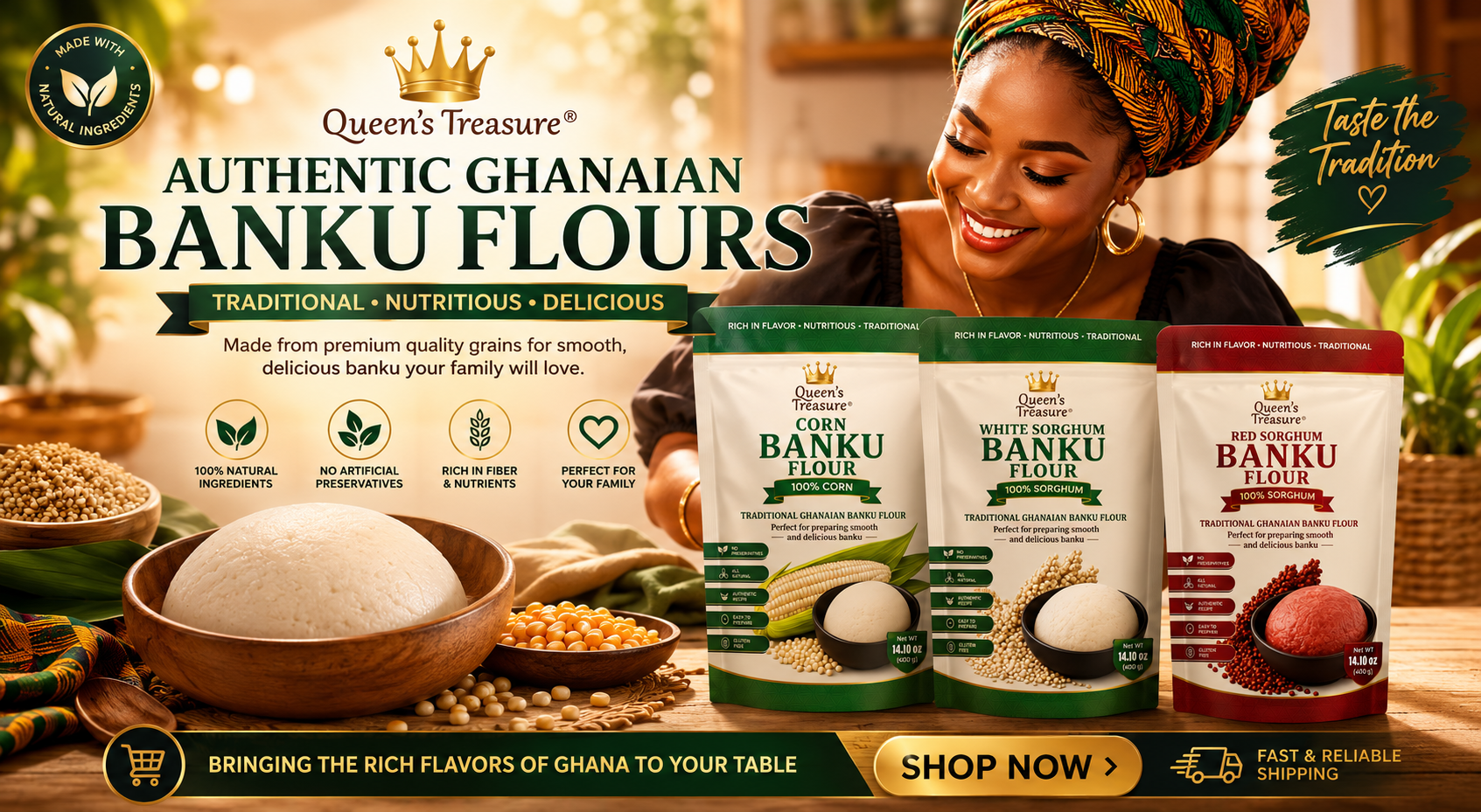 Authentic Ghanaian banku flours banner